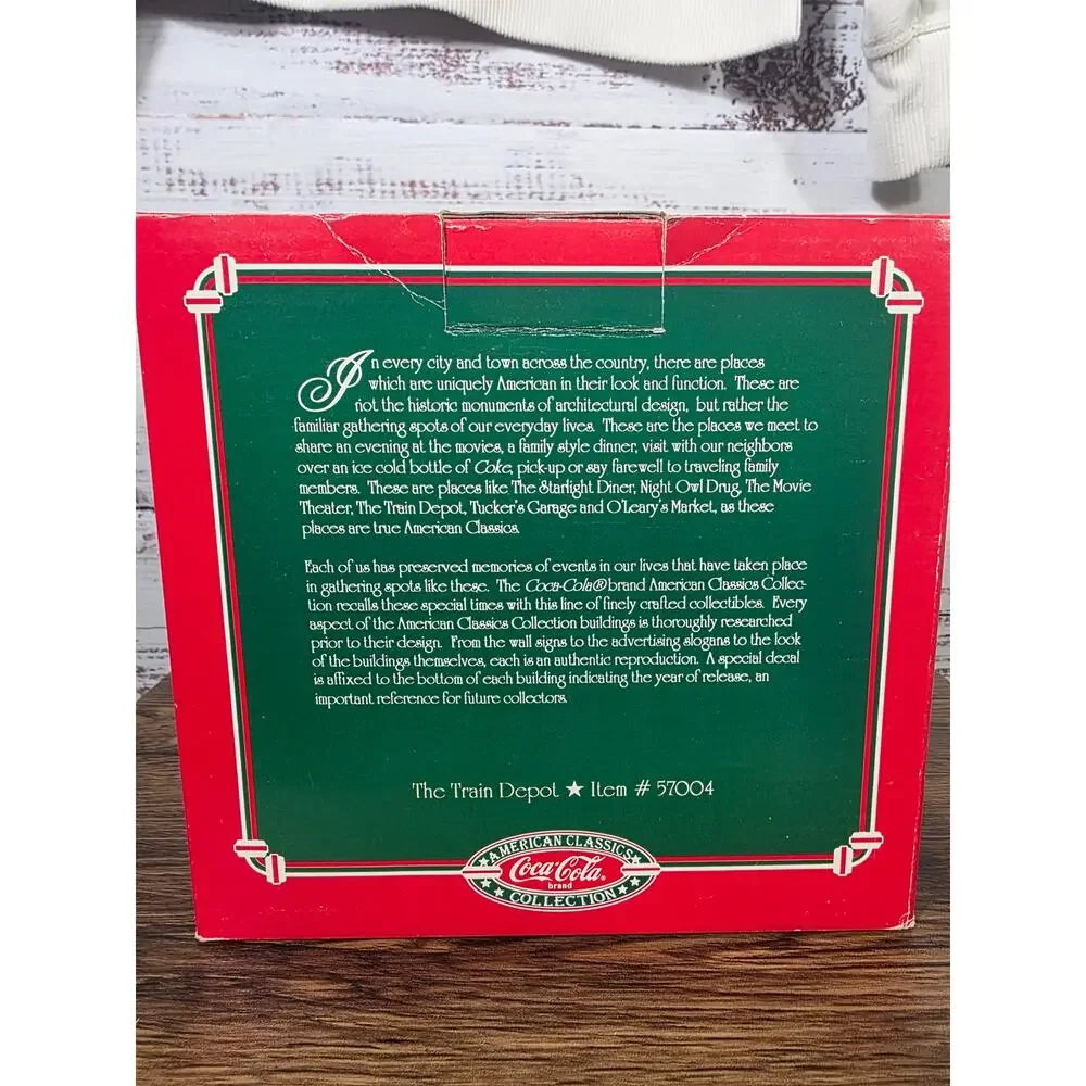 VTG Coca-Cola Pembertown Train Depot Lighted Village House Christmas 1990s